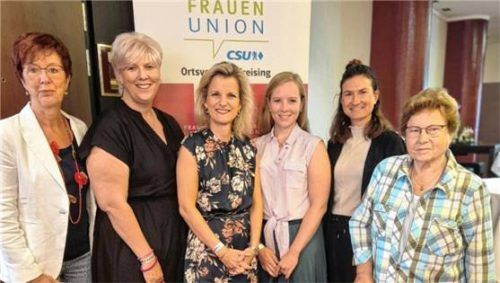 Die Rosenheimer Delegation auf der FU-Bezirksversammlung mit (von links) Ulrike Plankl, Alexandra Linordner, Bundestagsabgeordneter Daniela Ludwig, Anita Heinlein, Andrea Michael und Maria Braun.Foto raab