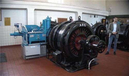 Eine der drei historischen Turbinen – sie laufen im Soyener Wasserwerk bereits seit über 100 Jahren.