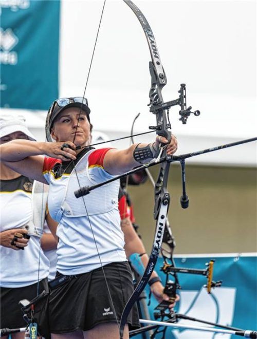 Kurz vor der WM ist Katharina Bauer auf dem Weg zu ihrer Top-Form. In Arnheim holte die Raublingerin zweimal Gold. Foto World Archery