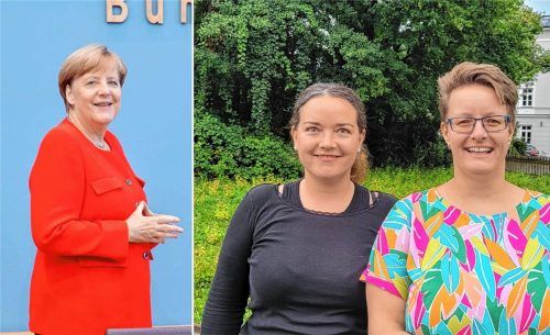 2015 sagte Angela Merkel den berühmten Satz „Wir schaffen das“. Doch wie hat sich die Flüchtlingssituation seitdem in der Region verändert? Sophie Fürstenau (rechtes Bild links) und Petra Gäbelein (rechts) vom Fachdienst Asyl und Migration der Caritas geben einen Einblick. Foto IMAGO / Berlinfoto / privat
