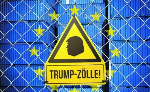Abhängig von den Zöllen? Nicht unbedingt, wie die aktuelle Umfrage der bayerischen Metall- und Elektrounternehmen zeigt. Foto IMAGO(Christian Ohde)