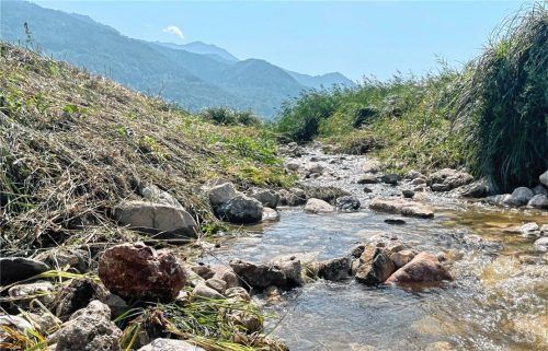Auch im Almbach ersetzt eine Sohlgleite den hinderlichen Absturz.Fotos Wasserwirtschaftsamt Traunstein
