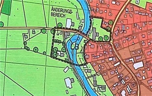 Der Plan zeigt die Erweiterung des Flächennutzungsplans im Bereich Gries, Windschnur und Dornau, die vom Gemeinderat abgelehnt wurde.