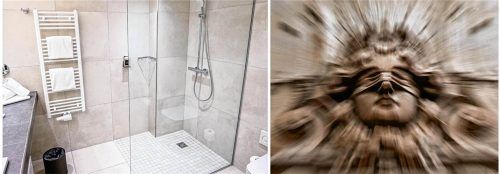 Der selbstständige Handwerker aus dem Landkreis Rosenheim verbaute in der ganzen Wohnung heimlich Kameras, auch im Badezimmer, weswegen er vor Gericht landete. Montage: dpa/picture alliance/Tom Weller/Jens Kalaene