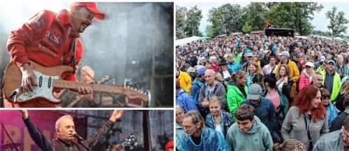 Die Spider Murphy Gang rockte bei der Obinger Festwoche - allen voran die beiden Gründungsmitglieder Günther Sigl (78) und Barny Murphy (71). Foto Stuffer