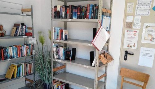 Eigentlich sind die Regale im Breitbrunner Bücherstüberl stets gut gefüllt. Nachdem Unbekannte unzählige Bücher mitnahmen, sind die Fächer nun fast verwaist. Foto Karl Wastl