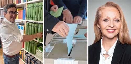 Wenn die Bad Aiblinger Bürger am 8. März 2026 im Rahmen der Kommunalwahl an die Wahlurnen (Symbolfoto) gerufen werden, dann will auch Raphael Stanke (links) mit der Liste der „Parteifreien Bad Aibling“ auf den Stimmzetteln vertreten sein. Kirsten Hieble-Fritz von der ÜWG wird dann wohl nicht mit der Unterstützung ihrer ehemaligen Mitstreiter rechnen können. Foto Kotter, Imago/Huebner, re