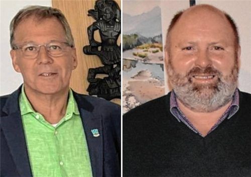 Zwei von mehreren Bürgermeistern im Landkreis Traunstein, die nicht mehr kandidieren: Karl Schleid (links) in Trostberg und Sepp Loferer in Schleching. Foto Fotomontage Stadt Trostberg/Wunderlich