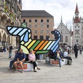 Olympia-Waldi wirbt auf Marienplatz
