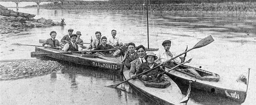 Anpaddeln auf dem Inn im Jahr 1926. Fotos Kajak-Klub Rosenheim.
