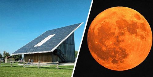 Die Solarstromsternwarte des Vereins Astronomie im Chiemgau. Dort findet am morgigen Sonntag die öffentliche Beobachtung der Mondfinsternis statt. Foto Montage IMAGO/Hilger
