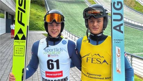 Erfolgreich beim Alpencup: Jonathan Gräbert (rechts) und Felix Brieden.Foto re