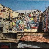 Menschen, Berge und Stadtlandschaften