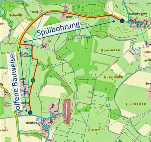 In diesem Bereich soll die Trinkwasserleitung zwischen Pürstling und Marienberg über eine Spülbohrung erneuert werden. Foto Gemeinde Schechen