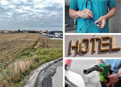 Ärztezentrum, Hotel, Tankstelle oder etwas ganz anderes? Der Bauausschuss würde gerne wissen, was genau auf dem Grundstück in Mühldorfs Norden gebaut werden soll.Fotos Latta; dpa