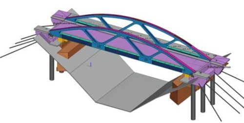 Die geplante Bogenbrücke aus Stahl wird breiter, länger und stabiler. Sie kann die vorhandenen Brückenfundamente nutzen.