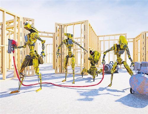 Dieses Symbolbild mag noch eine fernere Zukunft zeigen, aber schon jetzt wird Robotik auf Baustellen immer mehr erprobt. Foto  IMAGO/Tetra Images