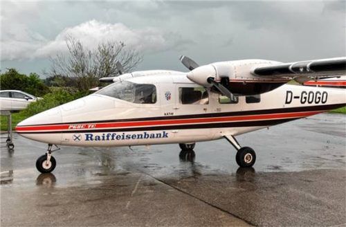 Hagelflieger „D-GOGO“ im Regen. Foto Hagelabwehr Rosenheim