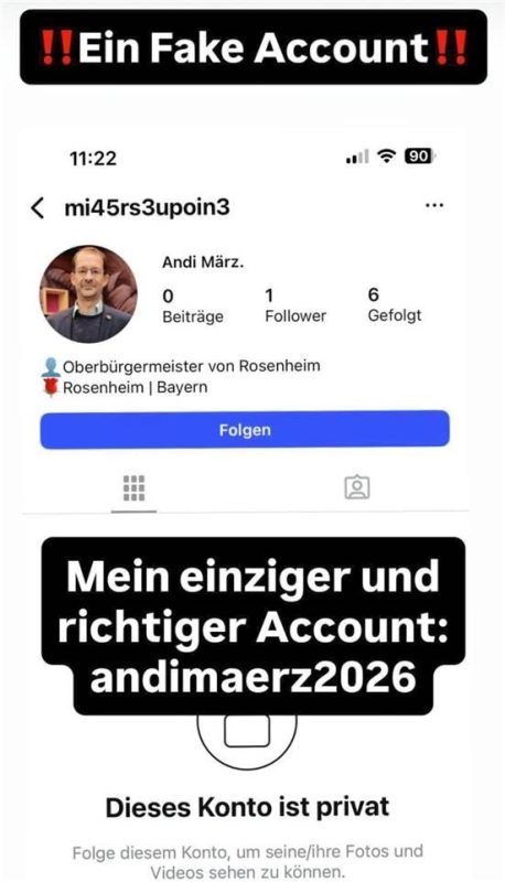Oberbürgermeister Andreas März wurde jetzt Opfer eines Identitätsdiebstahls auf Instagram. Foto Screenshot