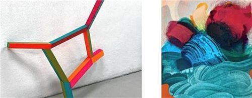 Skulpturen von Mary Kim (links) und Malerei von Carolin Leyck prägen die neue Ausstellung. Foto re