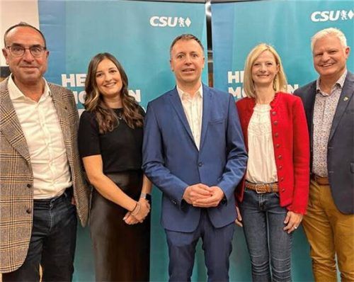Auf den vorderen Plätzen der Stadtratsliste stehen (von links) Karl Schulz, Marina Spar, Dr. Christian Hümmer, Andrea Maier und Stefan Namberger. Foto CSU Traunstein