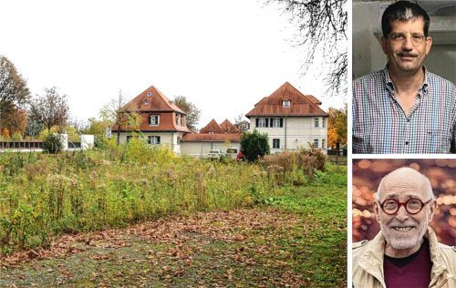Auf dieser Fläche an der Unteren Mangfallstraße in Kolbermoor soll ein Mehrfamilienhaus entstehen. Die Planungen dazu stoßen unter anderem bei (oben) Stefan Reischl (Parteifreie Kolbermoor) und Dr. Berthold Suldinger (SPD) auf großen Zuspruch. Fotos Riediger/Weinzierl/re