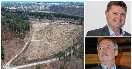 Das geplante Deponie-Gelände in Odelsham in der Gemeinde Babensham, Antragsteller Simon Zosseder (oben) und BI-Vorsitzender Roger Diller.Fotos Stuffer/re/Weithofer