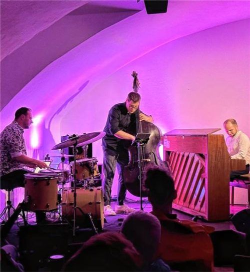 Das „LieBerTrio“ auf der Bühne im Gimplkeller.Foto M. Braun