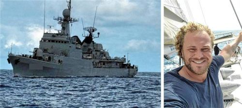 Der Bernauer Skipper Severin Ohlert bekam auf dem Atlantik Besuch von einem Navy-Schiff. Das aber war nicht die einzige Begegnung. Foto privat