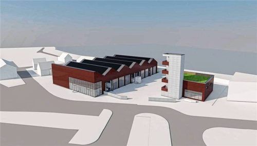 Der Entwurf für das neue Feuerwehrhaus. Architekturbüro „Fritsch & Tschaidse“