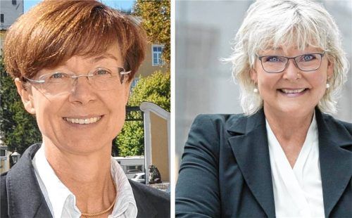 Die Bürgermeisterin von Haag in Oberbayern, Sissi Schätz (links), tritt wieder an: SPD-Vorsitzende Eva Rehbein freut’s. Foto Bauer/re