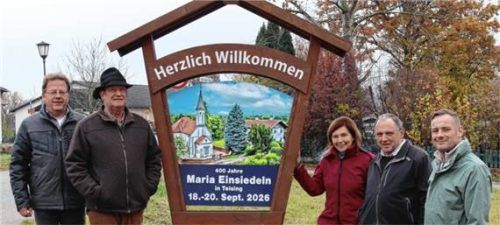 Freuen sich bereits auf das Jubiläum: (von links) Fritz Preitenwieser, Alfred Rosai, Karin Löw, Pfarrer Franz Eisenmann und Jürgen Heigl.Foto Dalhoff