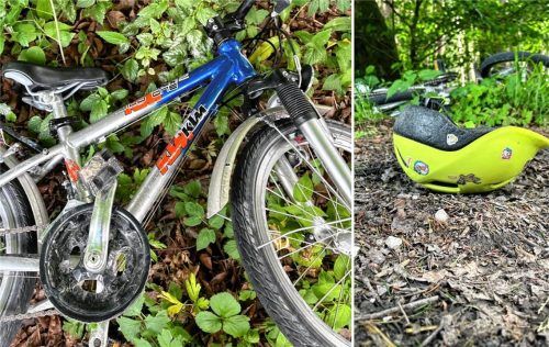Gepflegt, aber herrenlos: Den Besitzer dieses Kinderrads möchte die Polizei als Zeugen sprechen. Neben dem Rad lag ein grüner Fahrradhelm. Fotos re/Polizei