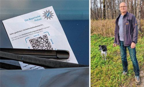 Hubert Güntner (69) aus Brannenburg, hier mit seinem Hund, ärgert sich immens über einen Strafzettel (Symbolbild), den er Ende Oktober bei Bruckmühl bekommen hat. Foto IMAGO/Ardan Fuessmann, re