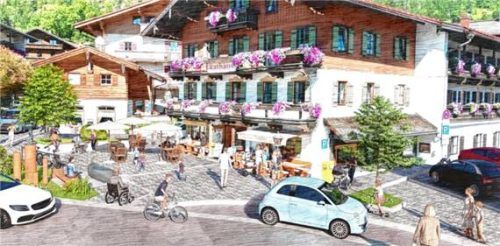 Visualisierung: So soll nach den Vorstellungen des Gemeinderats der Rathausplatz nach der geplanten Umgestaltung aussehen.Hauser