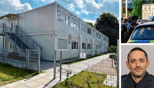 Wenn es um Einsätze in Asylunterkünften geht (Symbolbilder), bleibt Polizeidirektor Volker Klarner (rechts unten) von der Rosenheimer Polizei entspannt. Warum? Das hat er gegenüber dem OVB erklärt. Fotos Imago/Polizei Rosenheim