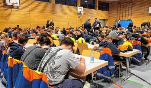 Absolvierten den Wissenstest: 100 junge Feuerwehrler aus dem Wasserburger Land. Foto Reinthaler