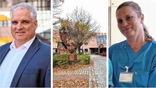 Auch das InnKlinikum Altötting-Mühldorf bekommt die Folgen des neuen Hebammenhilfevertrages zu spüren. Klinikleiter Thomas Ewald und Beleghebamme Levke Sahm verraten Details. Foto InnKlinikum, Christa Latta, Jörg Eschenfelder
