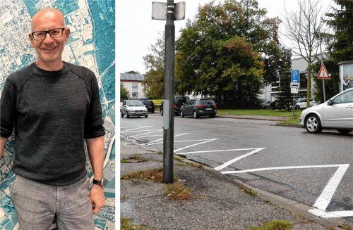 Der Goetheplatz in Waldkraiburg ist seit Jahren Teil des Straßenbauprogramms der Stadt. Ob sich die Stadt die Neugestaltung aktuell leisten kann, dazu hatte Bauamtsleiter Carsten Schwunck eine Empfehlung an den Ausschuss. Foto Lohmann/Gennutt