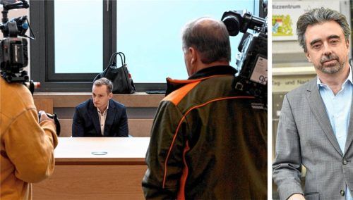 Der Prozess um den Tod von Hanna mit dem Angeklagten Sebastian T. (im Zentrum des linken Fotos) erregte großes Medieninteresse. Rechts: Laurent Lafleur, Sprecher des Oberlandesgerichts München. Foto dpa/Marcus Schlaf