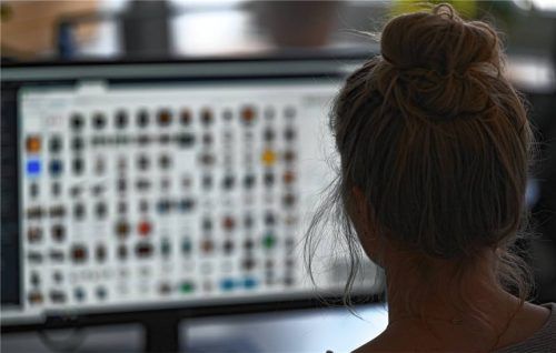 Eine Kriminaloberkommissarin beim Polizeipräsidium sitzt in einem Büro vor einem Auswertungscomputer auf der Suche nach Kinderpornografie und Fällen von sexuellem Missbrauch.Foto DPA