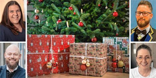 Haben sie die Geschenke fürs Weihnachtsfest schon alle beisammen? Diese Frage haben die Kolbermoorer (von links oben nach rechts unten) Cindy Kock, Giacomo Anzenberger, Manuel Eckert und Anne Willkommen auf OVB-Anfrage beantwortet. Fotos dpa, re
