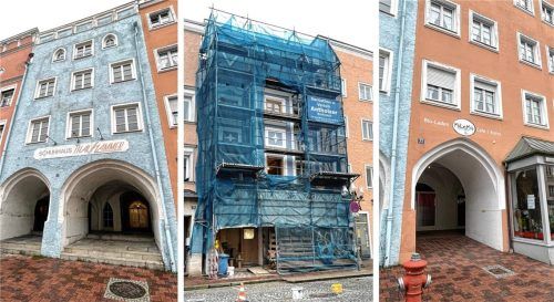 Hinter den Fassaden dieser drei Gebäude am Stadtplatz Mühldorf wird momentan fleißig gearbeitet. Fotos Latta
