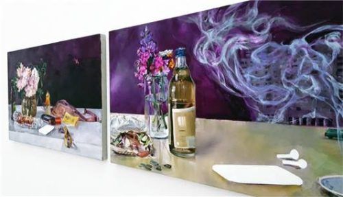 Innerfields: „Watchlist“ und „Prekär“, Öl auf Leinwand (2022). Foto Innerfields)