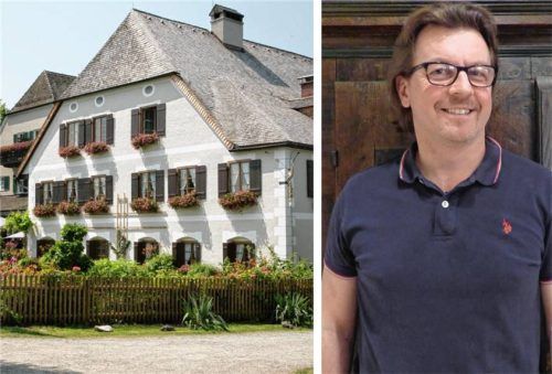 Insel-Bürgermeister Armin Krämmer (rechts) äußert sich über die Zukunft des Traditionsgasthauses „Zur Linde“ (links) auf der Fraueninsel. Fotos Berger/Thümmler