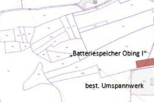 Der „Batteriespeicher Obing II“ soll südlich des bestehenden Umspannwerkes entstehen.Foto re