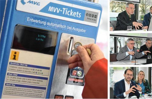 Landrat Otto Lederer (rechts, von oben), MVV-Experte Christoph Fleischmann und Oberbürgermeister Andreas März informierten am gestrigen Montag über Änderungen zum Fahrplanwechsel in Stadt und Landkreis Rosenheim. Fotos Schlecker (3)/dpa