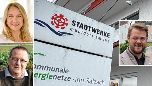 Millionen-Verluste der Stadtwerke im Jahr 2022: Die Stadträte (linke Seite) Claudia Hungerhuber und Dr. Matthias Kraft werfen Bürgermeister Michael Hetzl einen Verstoß gegen die bayerische Gemeindeordnung vor. Fotos  privat/Grüne/ Stadt Mühldorf/Honervogt