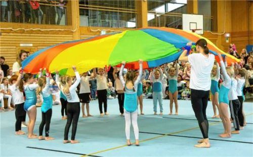 Mit Tüchern und an Sportgeräten bewiesen die Turner ihr Können. Foto Berger