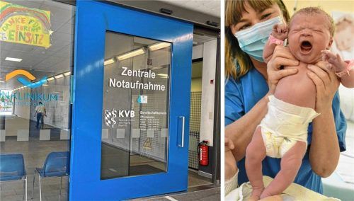 Am InnKlinikum Altötting machen sich Hebammen Sorgen um Gehaltseinbußen. In den Notfallzentren Mühldorf (links) und Altötting steigen die Patientenzahlen. Fotos Latta, dpa